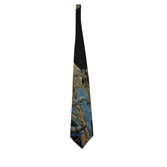 Endangered Species Baja Coast California Joshua Tree Park Vintage Necktie Silk - Picture 3 of 7